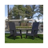 Set of 2 Sawyer Modern All Weather Poly Resin Wood Adirondack Chairs in Black