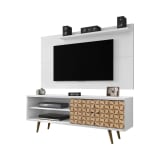 Liberty 62.99" TV Stand and Panel in White and 3D Brown Prints