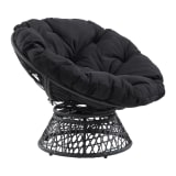 Papasan Chair with Black cushion and Dark Grey Wicker Wrapped Frame