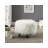Jeanell Accent Stool White Faux Fur_Main