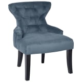 Curves Hour Glass Accent Chair in Atlantic Blue Velvet Fabric with Espresso Legs
