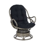 Tahiti Rattan Swivel Rocker Chair in Black Fabric with Grey Frame