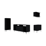 Rockefeller 4-Piece TV Stand Living Room Set in Black