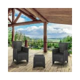 Dark Gray Faux Rattan Plastic Chair Set with Matching Side Table
