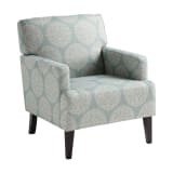 Carrington Armchair in Gabrielle Sky Fabric and Solid Wood Espresso Legs