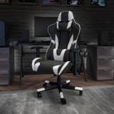 X20 Gaming Chair Racing Office Ergonomic Computer PC Adjustable Swivel Chair with Fully Reclining Back in Black LeatherSoft - CH1872301BKGG
