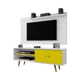 Liberty 62.99" TV Stand and Panel in White and Yellow