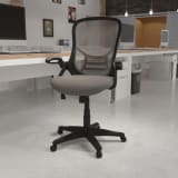 High Back Light Gray Mesh Ergonomic Swivel Office Chair with Black Frame and Flip-up Arms - HL00161BKGYGG