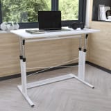 Height Adjustable (27.25-35.75"H) Sit to Stand Home Office Desk - White