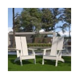 Set of 2 Sawyer Modern All Weather Poly Resin Wood Adirondack Chairs in White