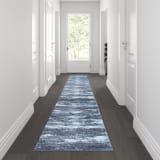 Marian Collection 2' x 11' Distressed Gray Olefin Area Rug with Jute Backing for Entryway, Living Room, Bedroom