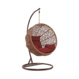 Zolo Hanging Lounge Egg Swing Chair in Red and Saddle Brown
