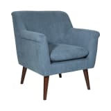 Dane Accent Chair in Blue Steel Fabric with a Dark Coffee Finish Legs