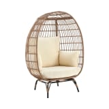 Spezia Patio Freestanding Egg Chair with Cream Cushions