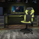 X10 Gaming Chair Racing Office Ergonomic Computer PC Adjustable Swivel Chair with Flip-up Arms, Neon Green/Black LeatherSoft - CH00095GNGG