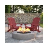 Set of 2 Charlestown All Weather Poly Resin Wood Adirondack Chairs in Red