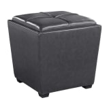 Rockford Storage Ottoman in Pewter Faux Leather