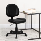Mid-Back Black LeatherSoft Swivel Ergonomic Task Office Chair with Back Depth Adjustment