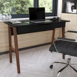 Home Office Writing Computer Desk with Drawer - Table Desk for Writing and Work, Black/Walnut