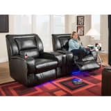 Icon Home Theater - 2 Power Recliners & Wedge - Black - 2148P