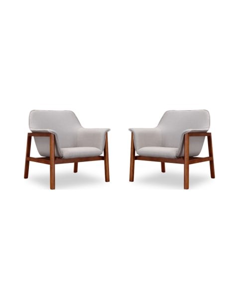 Miller Accent Chair in Grey and Walnut (Set of 2)