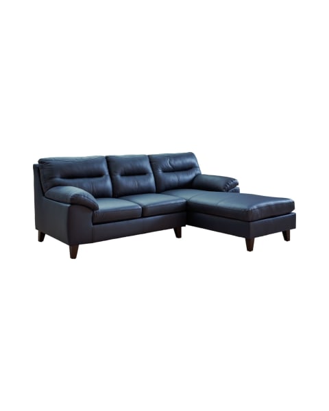 Finley Collection Blue Leather Chaise Sofa