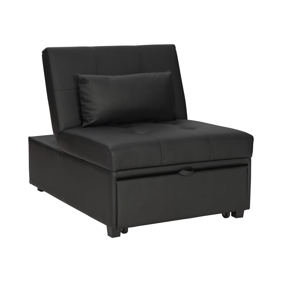 Black Faux Leather Sofa Bed, Faux Leather Loveseat Twin Sleeper Sofa
