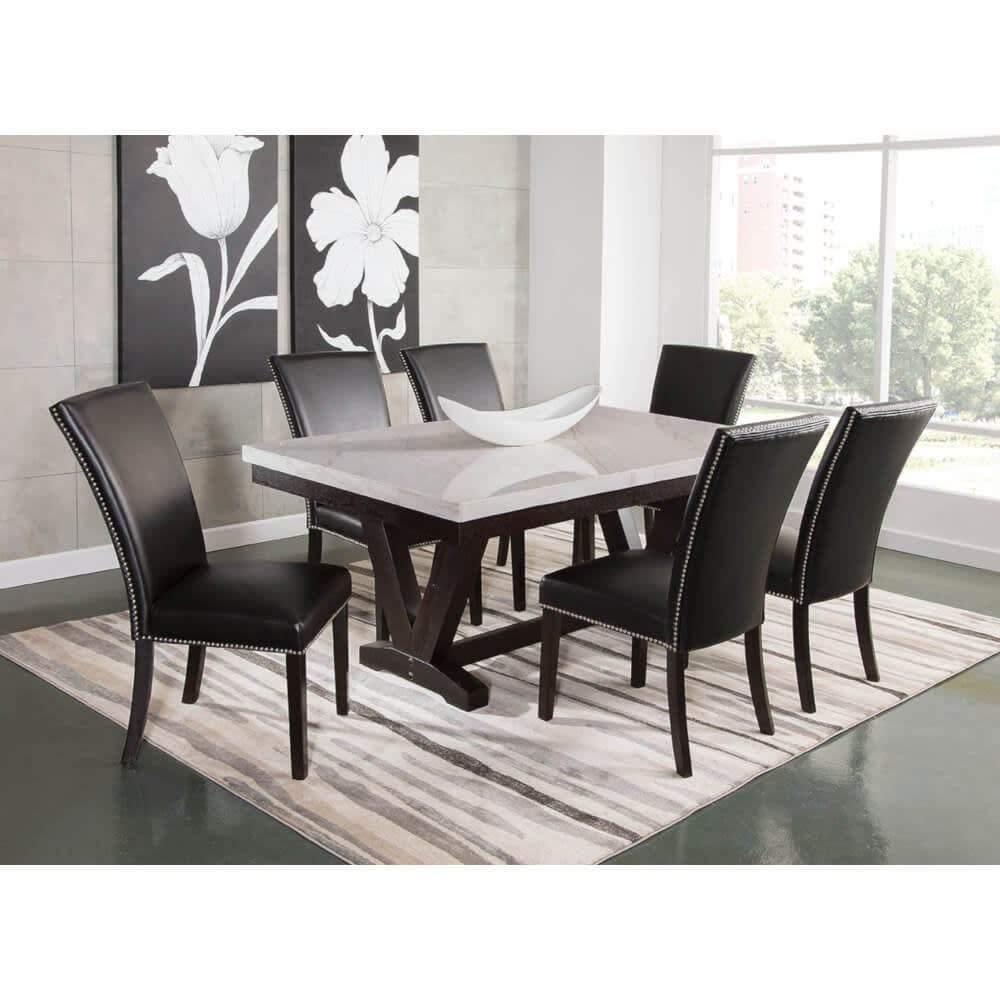 Cayman Dining Room Table 4, White And Grey Dining Table Chairs