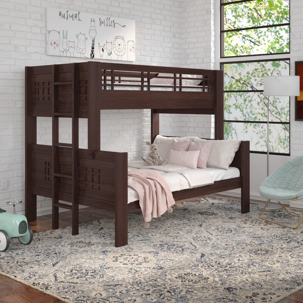 Kona 3pc Twin Over Full Bunk Bed With, Wood Bunk Beds Single