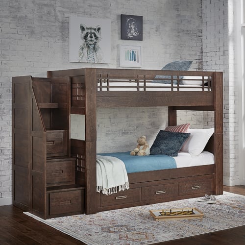 Kona 3pc Twin Over Bunk Bed With, Twin Over Twin Bunk Bed With Stairs