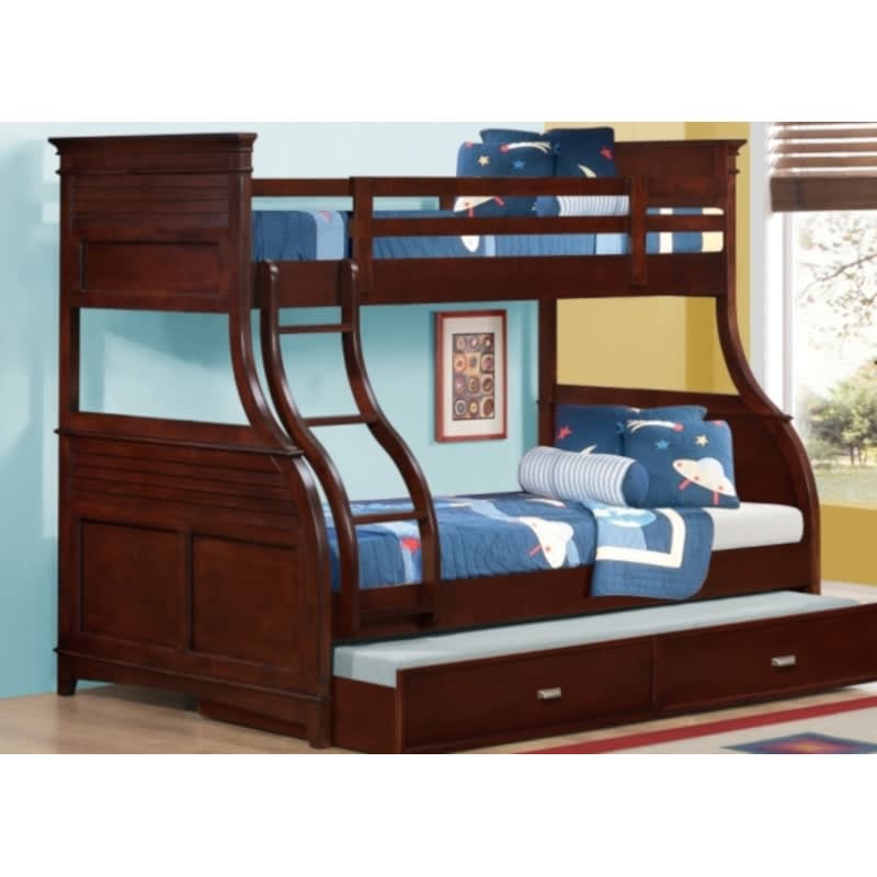 Skylar Twin Over Full Cherry Bunk Bed, Conns Furniture Bunk Beds