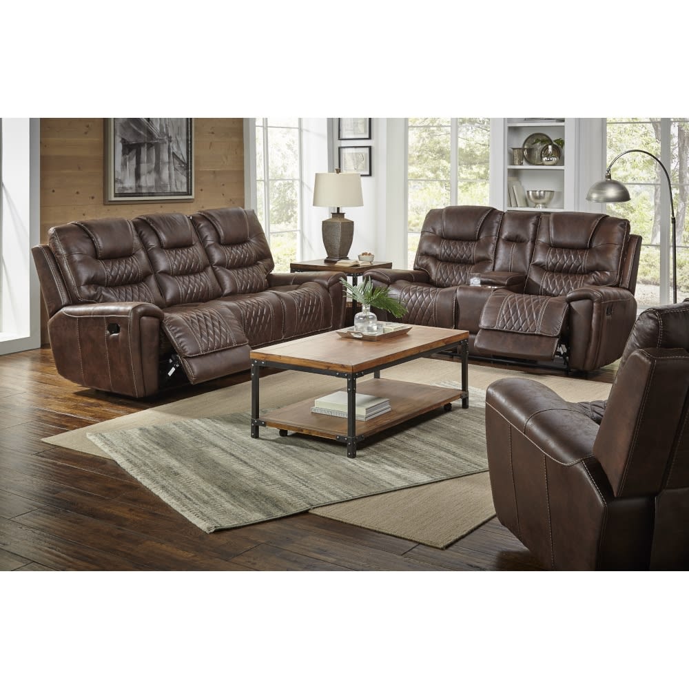 Spectrum Living Room Reclining Sofa, Dark Brown Leather Sofa Recliner
