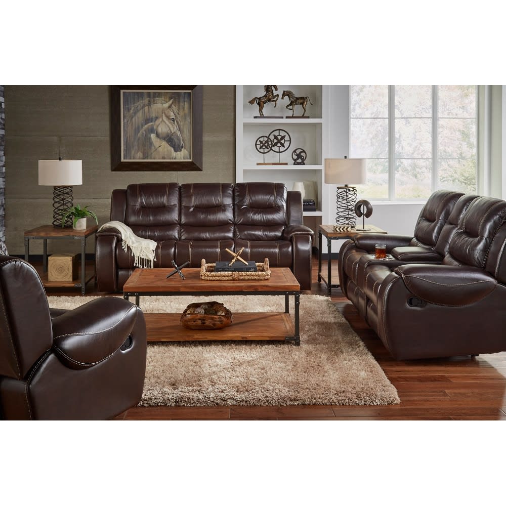 Titan Elite Brown Leather Living Room, Leather Couch Loveseat Recliner Set